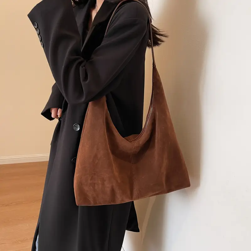 Women's Armpit Bag 2024 Frosted Black Large Capacity - Image 3