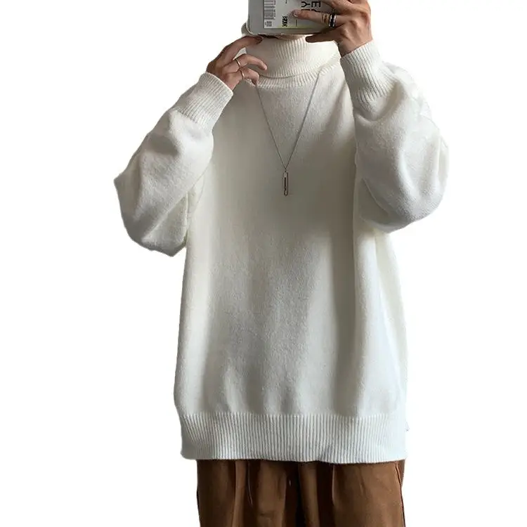 Black Heavyweight Deer Plush Turtleneck Sweater Unisex - Image 8