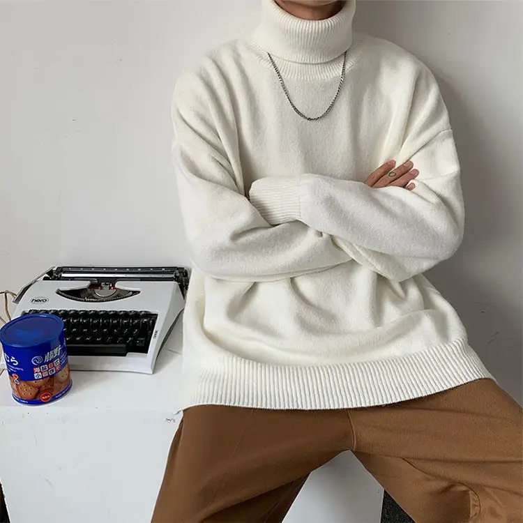 Black Heavyweight Deer Plush Turtleneck Sweater Unisex — feature 1