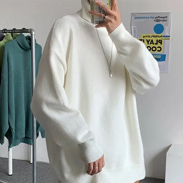 Black Heavyweight Deer Plush Turtleneck Sweater Unisex — feature 10