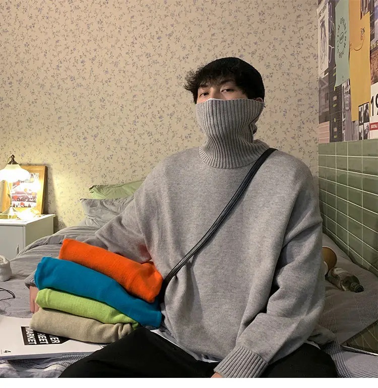 Black Heavyweight Deer Plush Turtleneck Sweater Unisex — feature 2