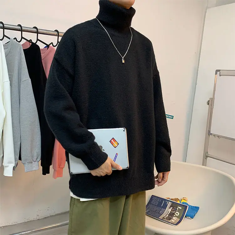 Black Heavyweight Deer Plush Turtleneck Sweater Unisex — feature 6