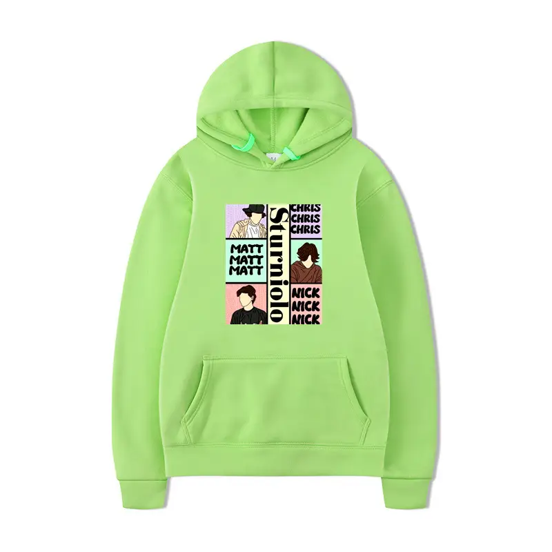 Men Women Graphic Print Hoodie Lime Green