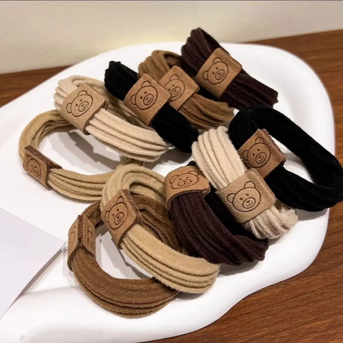 Cute Bear Head Rope High Elastic Rubber Band Female Hair Tie Rope Thickened High Ponytail Ball Headdress