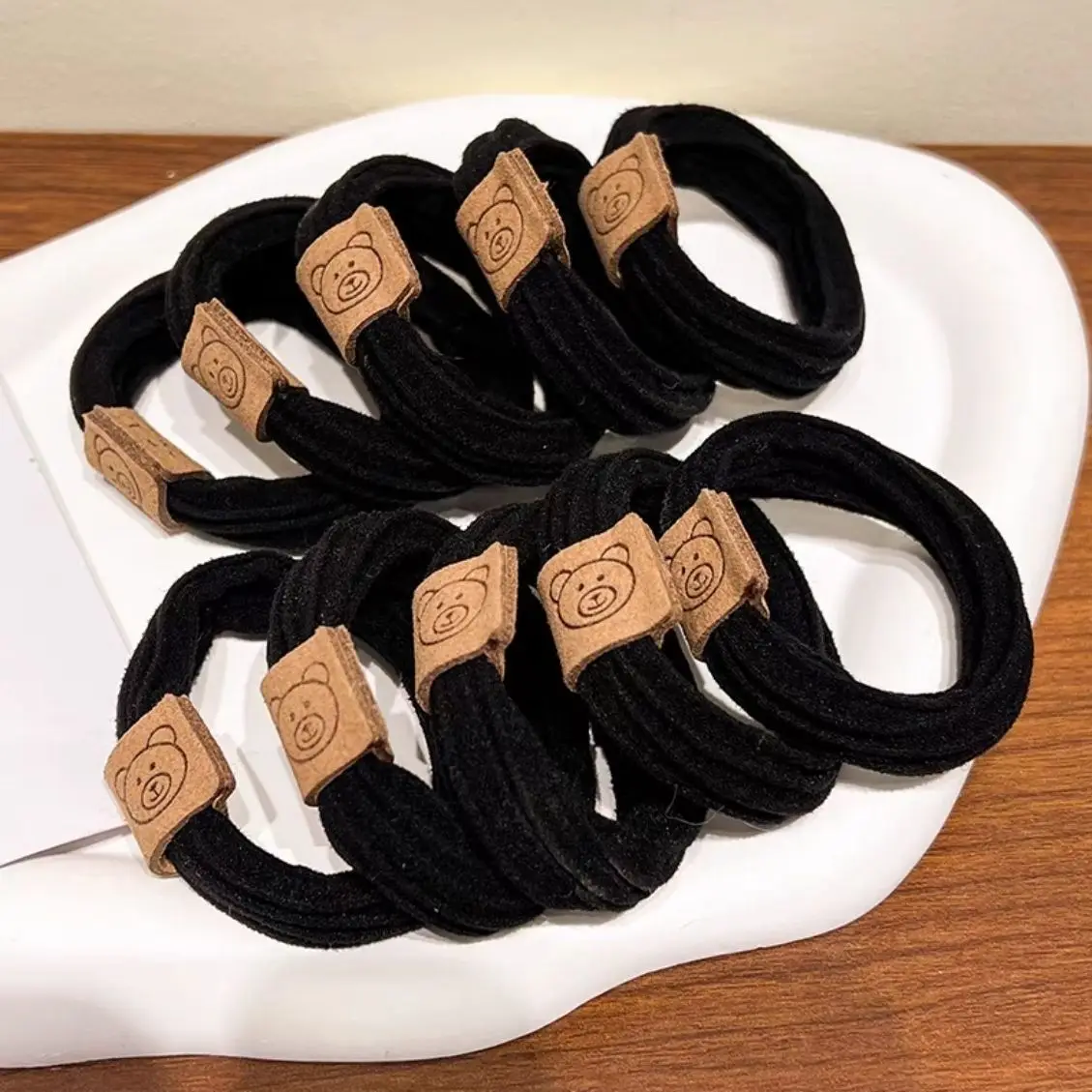 Cute Bear Head Rope High Elastic Rubber Band Female Hair Tie Rope Thickened High Ponytail Ball Headdress