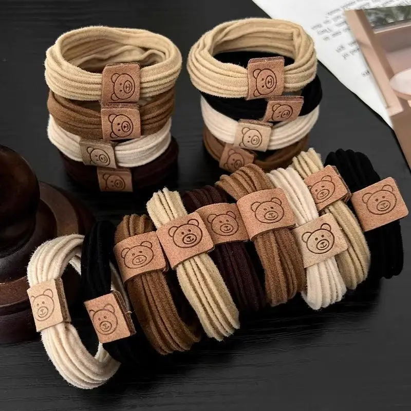 Cute Bear Head Rope High Elastic Rubber Band Female Hair Tie Rope Thickened High Ponytail Ball Headdress