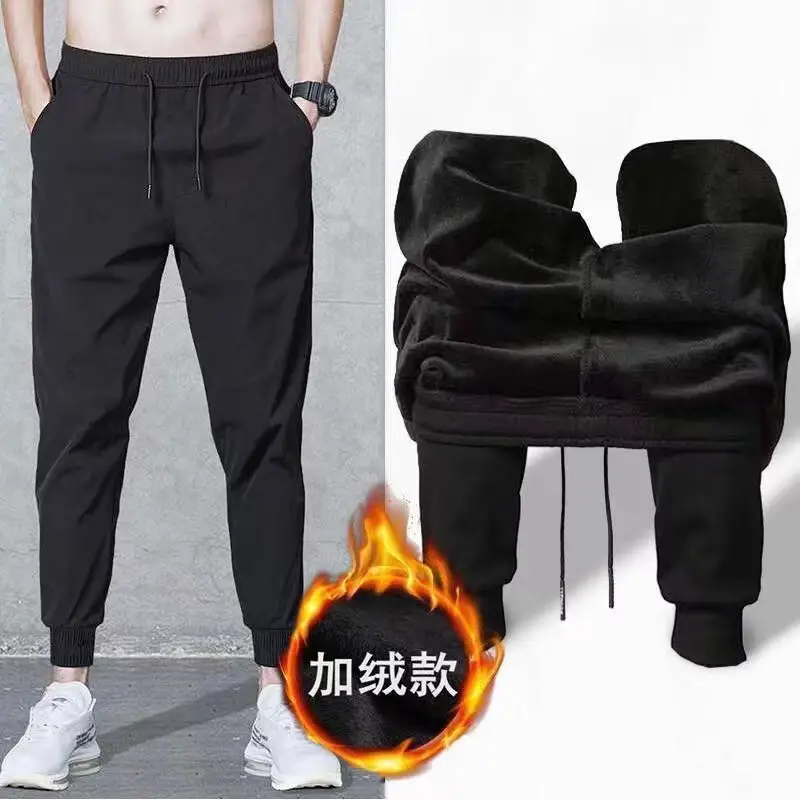 Fleece Lined Warm Men's Long Pants Black Plus Size - Image 24