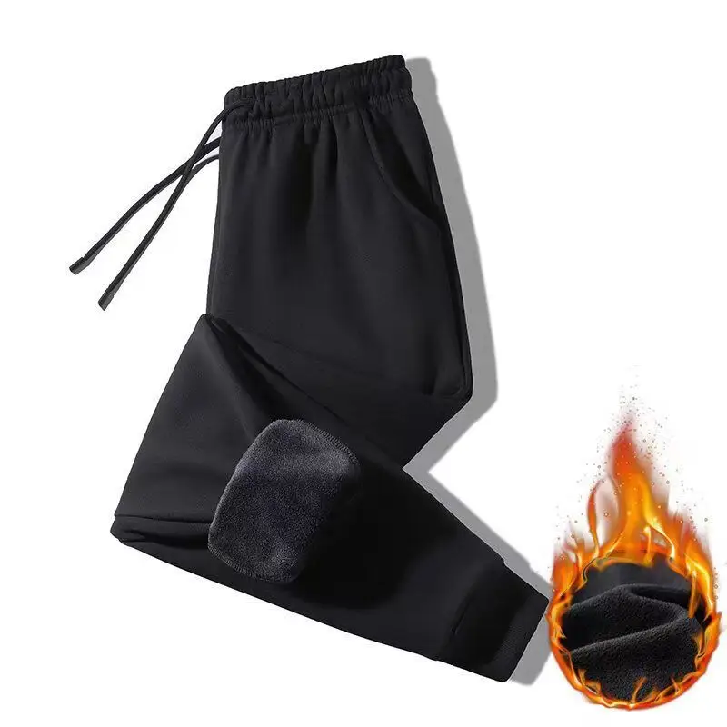 Fleece Lined Warm Men's Long Pants Black Plus Size — feature 12
