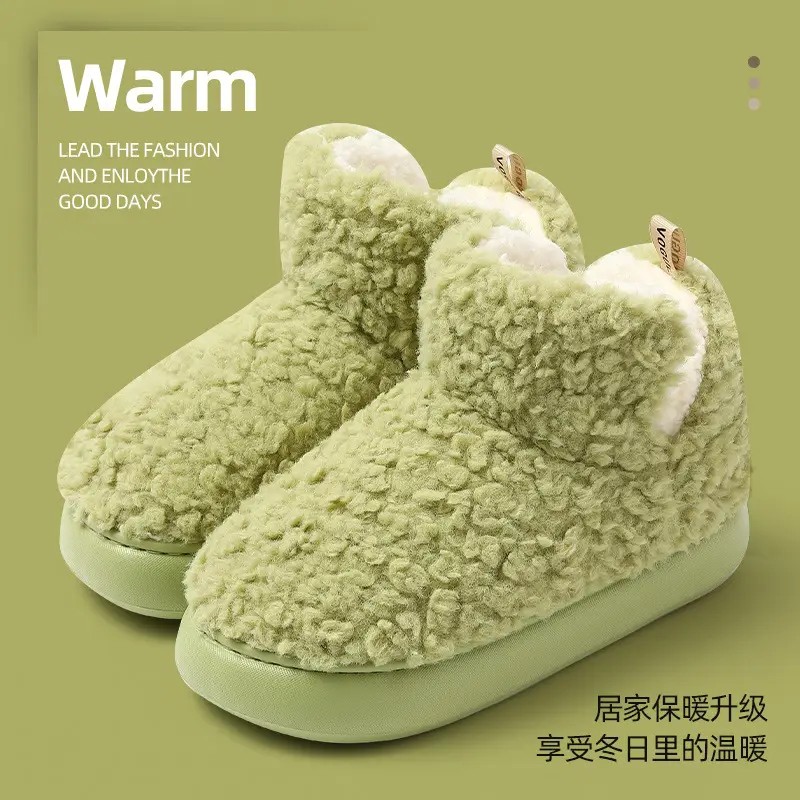 High-Top Cotton Slippers with Heel Cover for Women, Winter Thick-Soled Home Slippers, Men's Plush Warm Cotton Shoes, Wholesale - Image 8