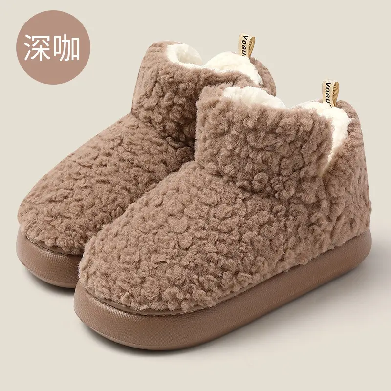 High-Top Cotton Slippers with Heel Cover for Women, Winter Thick-Soled Home Slippers, Men's Plush Warm Cotton Shoes, Wholesale - Image 4