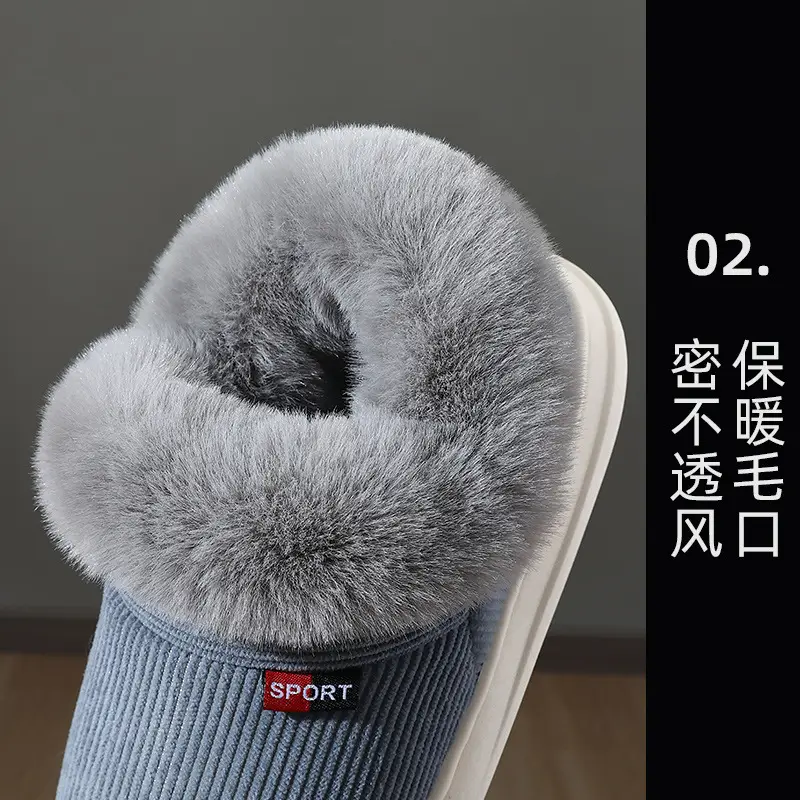 Cotton slippers women's velvet bag heel winter new indoor home thick bottom non-slip thermal cotton slippers men's outer wear wholesale