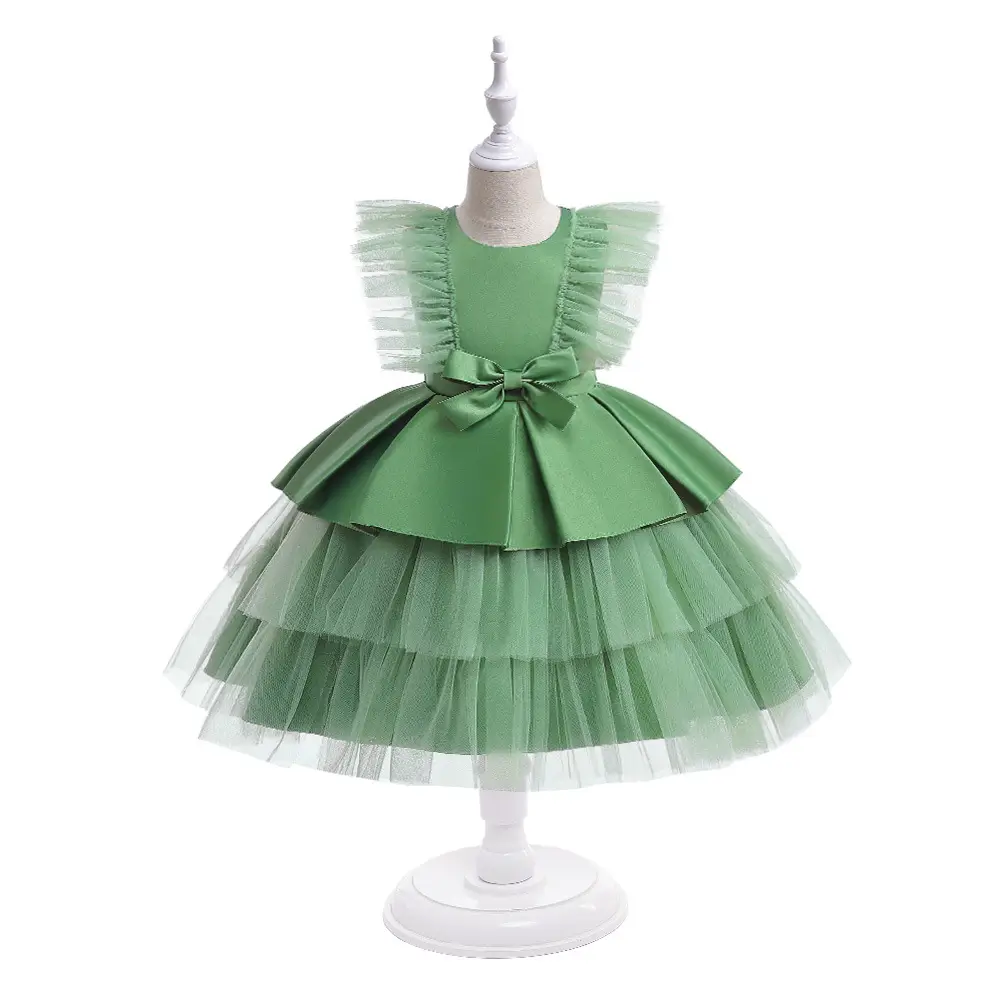 Green Multi-Layer Pettiskirt Party Dress for Girls - Image 6