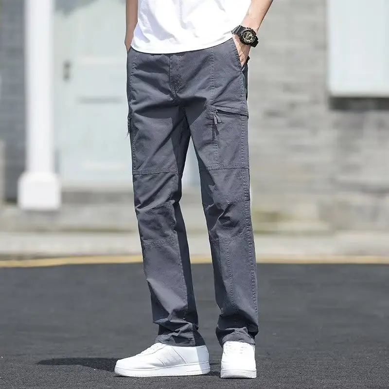 Men's Grey Fat Plus Size Loose Casual Pants - Image 8