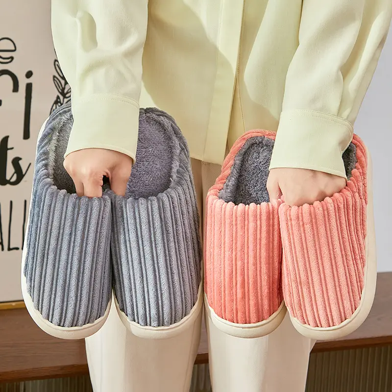 New Style  Cotton Slippers for Women, Indoor Home, Non-Slip, Warm, Winter 2024 Plush Cotton Slippers for Men's Home Use