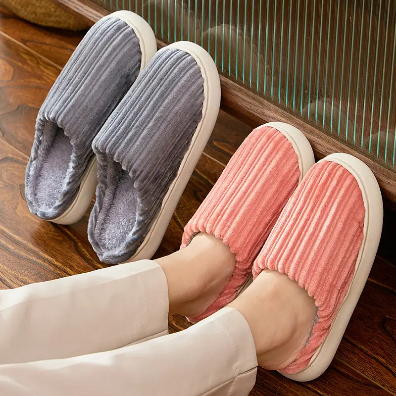 New Style  Cotton Slippers for Women, Indoor Home, Non-Slip, Warm, Winter 2024 Plush Cotton Slippers for Men's Home Use
