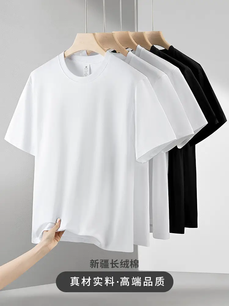 Xinjiang Long-Staple Cotton T-Shirt Black Round Neck - Image 3