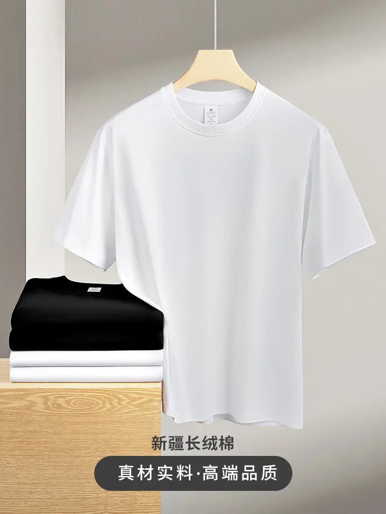 Xinjiang Long-Staple Cotton T-Shirt Black Round Neck - Image 5