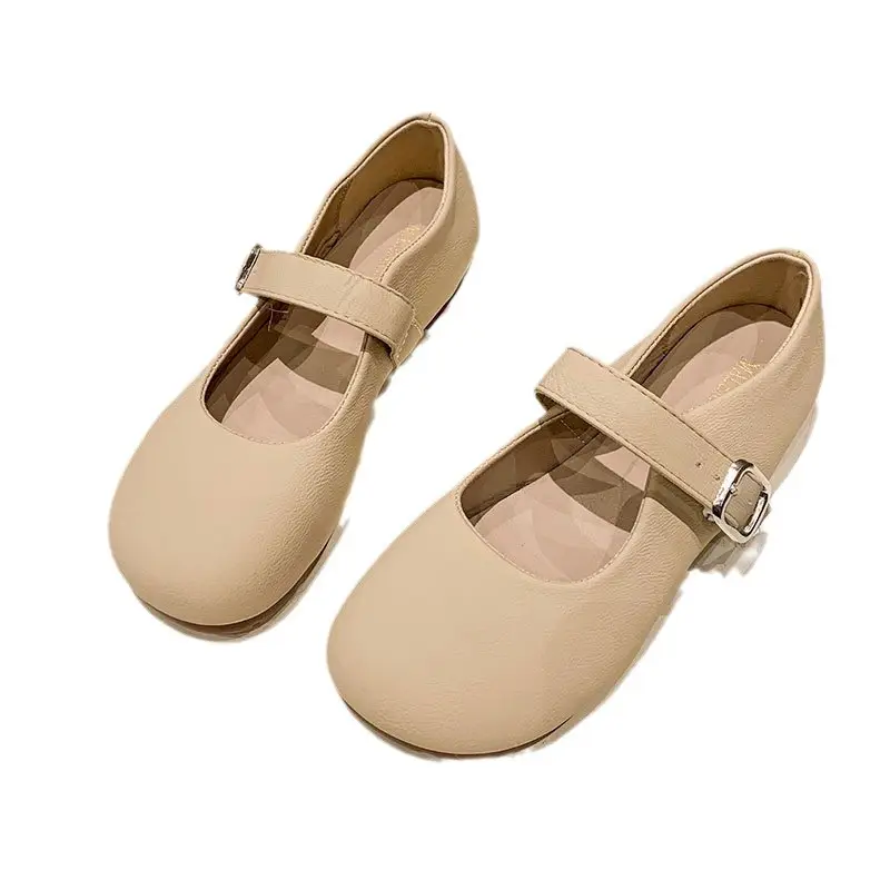 Mary Jane Shoes Women's Flat Shoes 2025 Spring and Autumn New Shallow Mouth Granny Shoes Gentle Style with Skirt Small Leather Shoes - Image 7