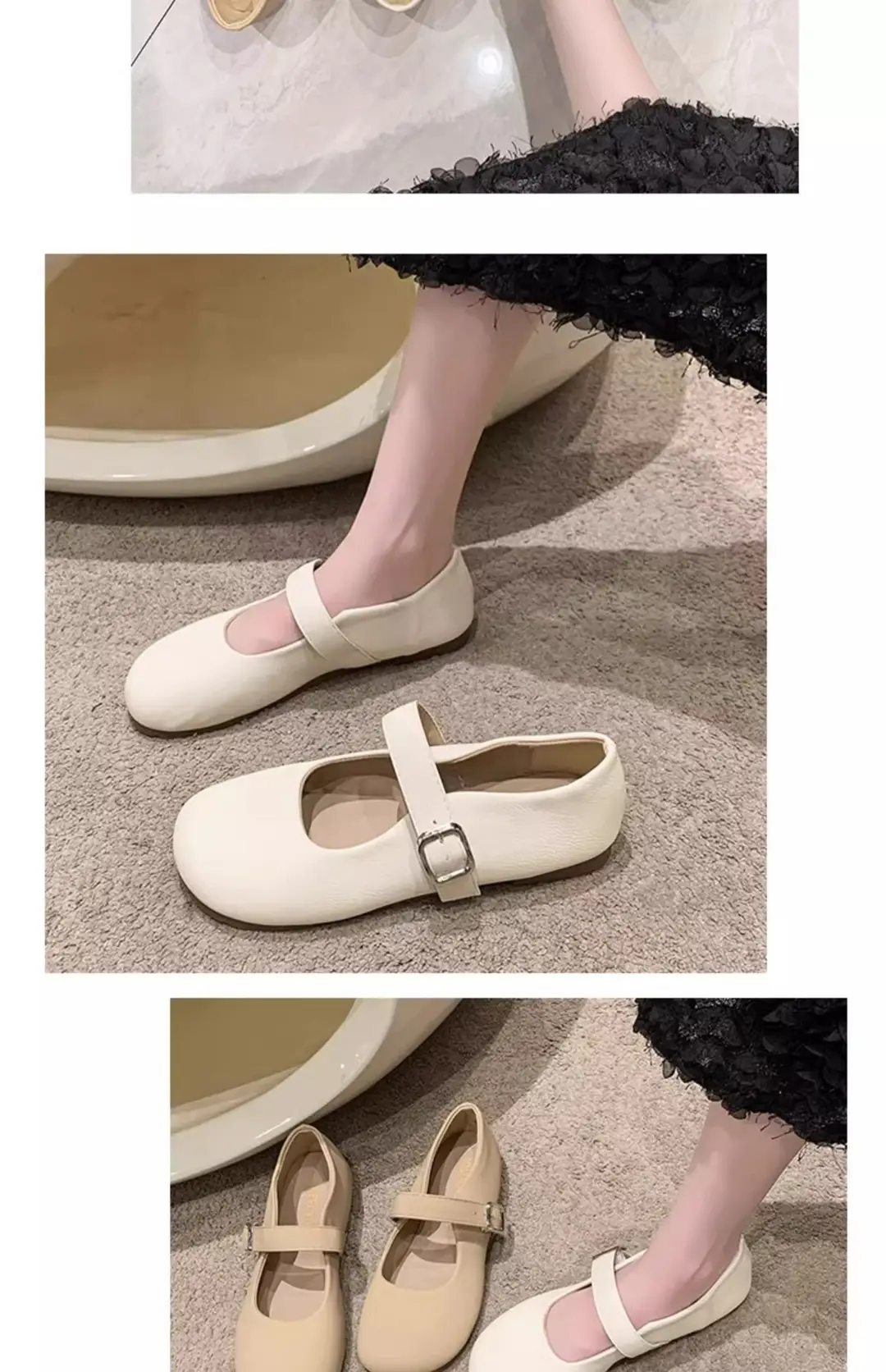 Mary Jane Shoes Women's Flat Shoes 2025 Spring and Autumn New Shallow Mouth Granny Shoes Gentle Style with Skirt Small Leather Shoes — feature 5