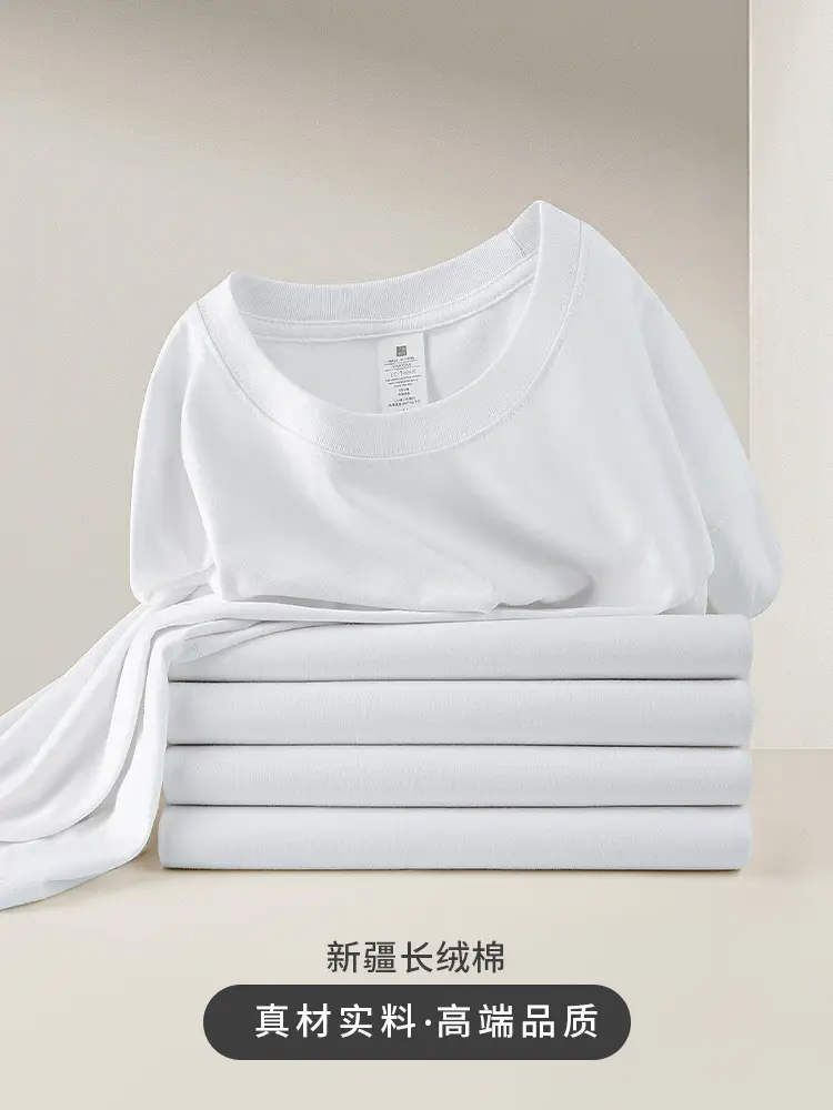 Men White Long Sleeve Cotton T-Shirt 210g - Image 6