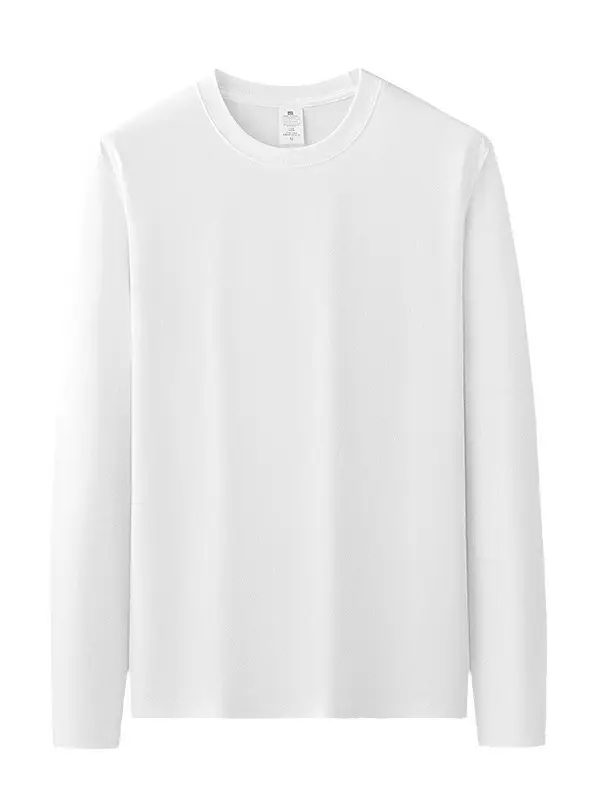 Men White Long Sleeve Cotton T-Shirt 210g - Image 7