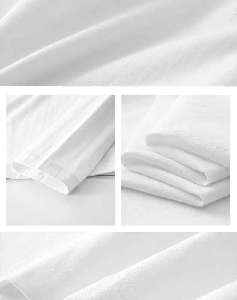 Men White Long Sleeve Cotton T-Shirt 210g — feature 4