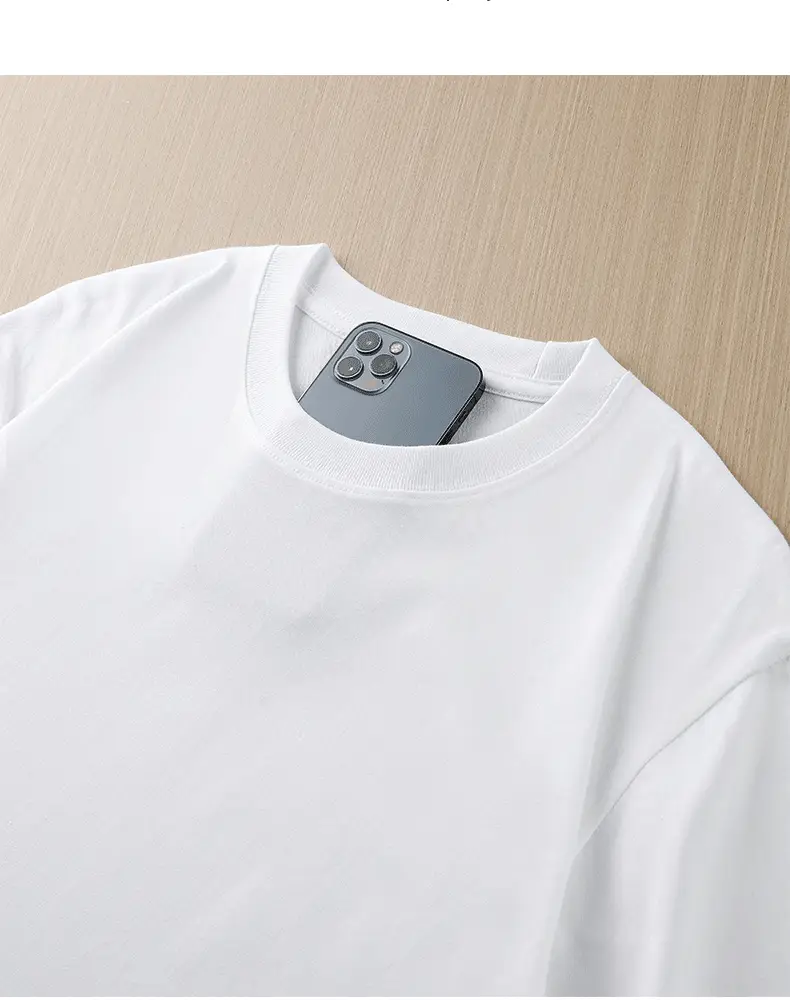 Men White Long Sleeve Cotton T-Shirt 210g — feature 8