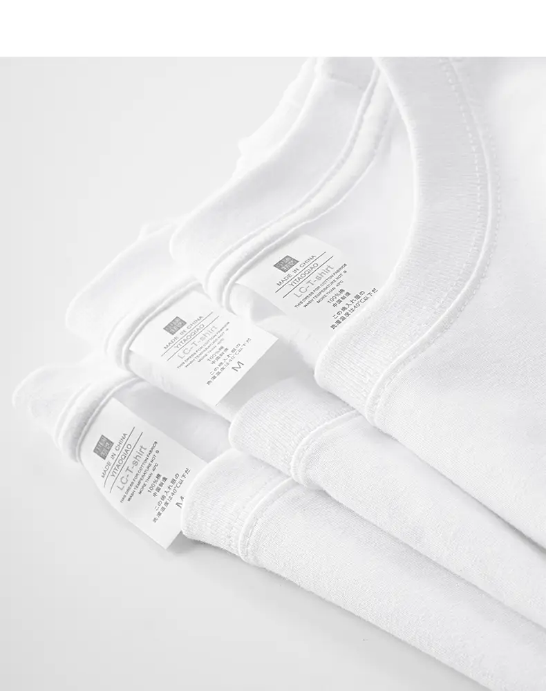 Men White Long Sleeve Cotton T-Shirt 210g — feature 9
