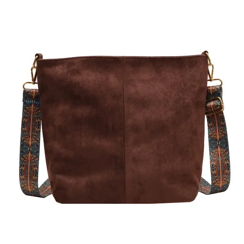 Matte Black Shoulder Crossbody Bag with Retro Strap