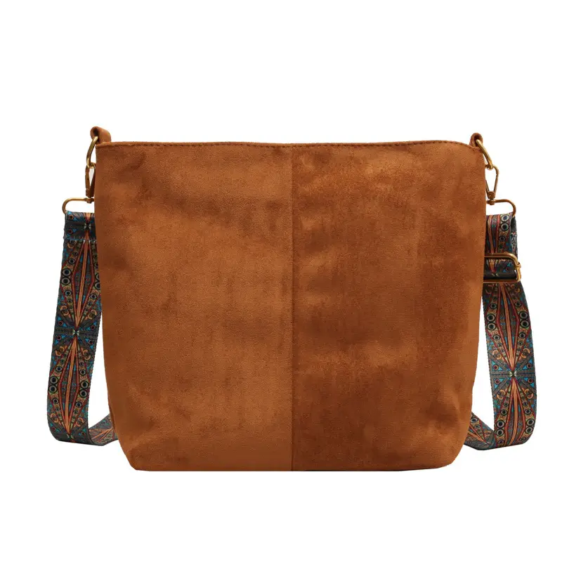 Matte Black Shoulder Crossbody Bag with Retro Strap