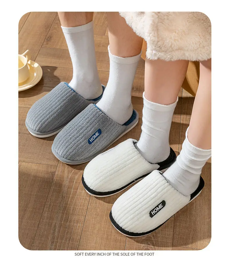 Cotton Slippers Women's Winter 2023 New Couple's Indoor Floor Shopper Home Household Non-Slip Warm Fluffy Slippers — feature 25
