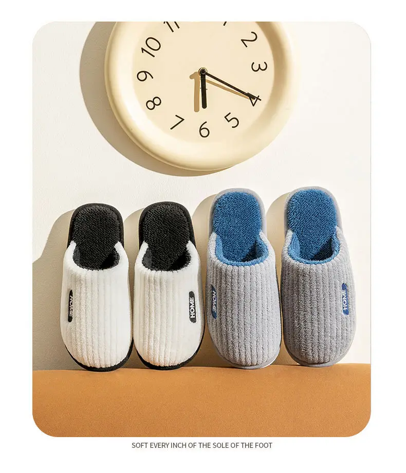 Cotton Slippers Women's Winter 2023 New Couple's Indoor Floor Shopper Home Household Non-Slip Warm Fluffy Slippers — feature 26