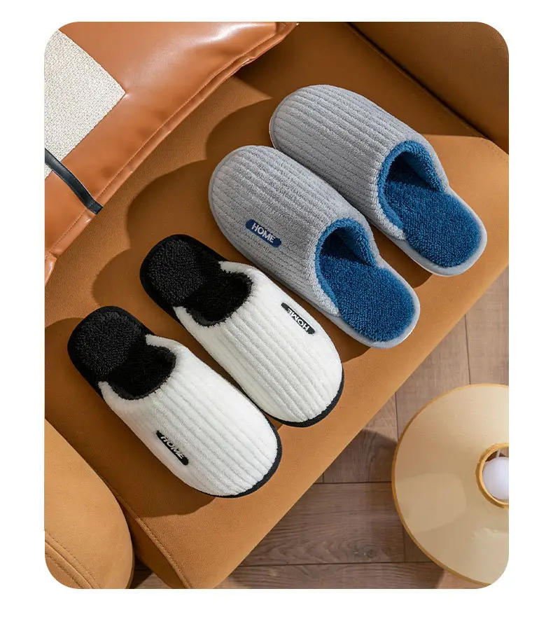 Cotton Slippers Women's Winter 2023 New Couple's Indoor Floor Shopper Home Household Non-Slip Warm Fluffy Slippers — feature 27