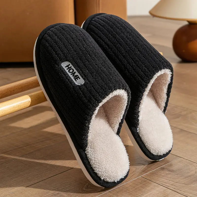 Cotton Slippers Women's Winter 2023 New Couple's Indoor Floor Shopper Home Household Non-Slip Warm Fluffy Slippers - Image 6