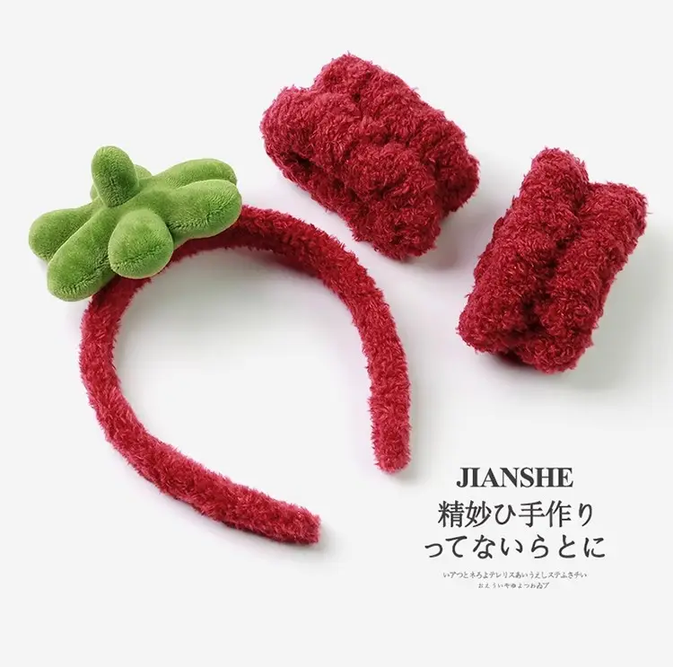 Red Fuzzy Straw Headband for Women High Pressure Hair Bundle — feature 10