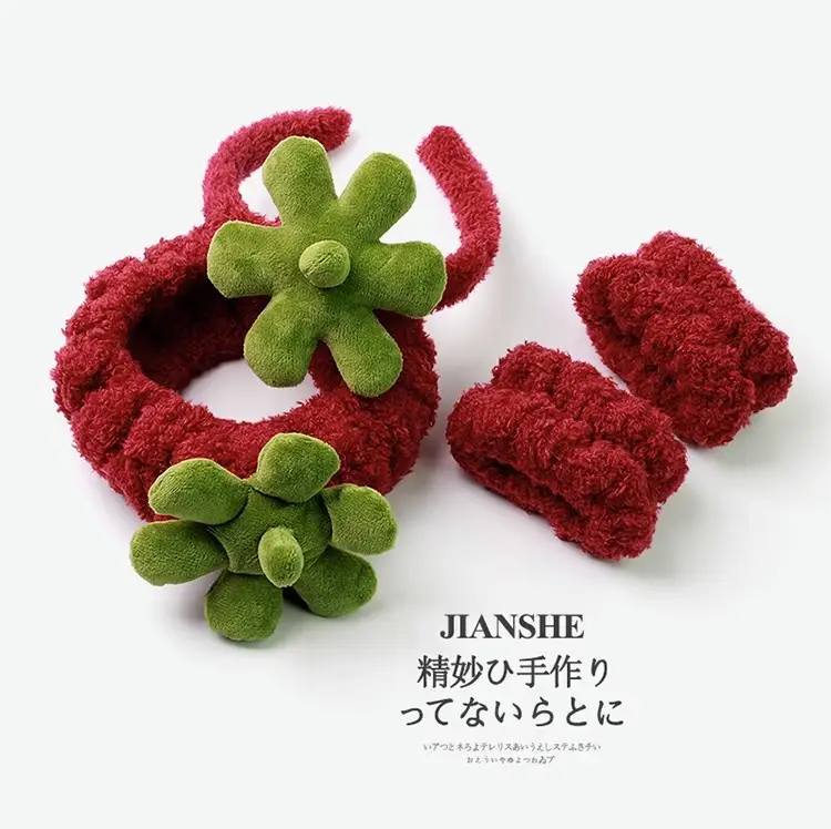 Red Fuzzy Straw Headband for Women High Pressure Hair Bundle — feature 15