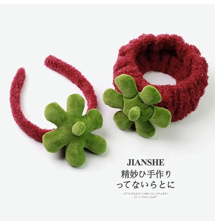 Red Fuzzy Straw Headband for Women High Pressure Hair Bundle — feature 9