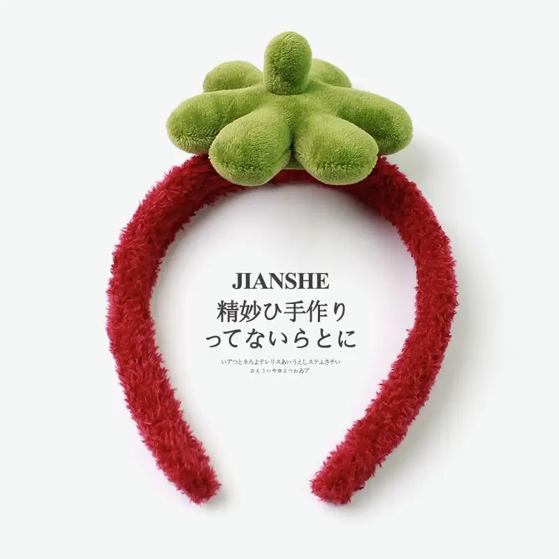 Red Fuzzy Straw Headband for Women High Pressure Hair Bundle