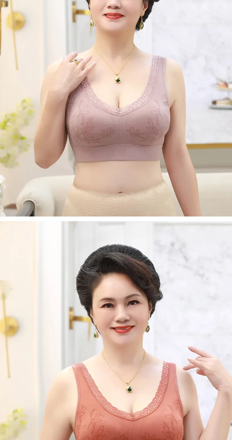 Mother's underwear wireless bra women's thin vest bra middle-aged and elderly sports underwear plus size bra — feature 11