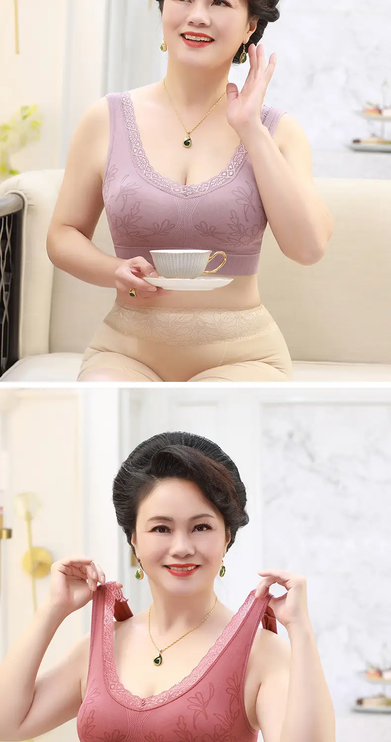 Mother's underwear wireless bra women's thin vest bra middle-aged and elderly sports underwear plus size bra — feature 9