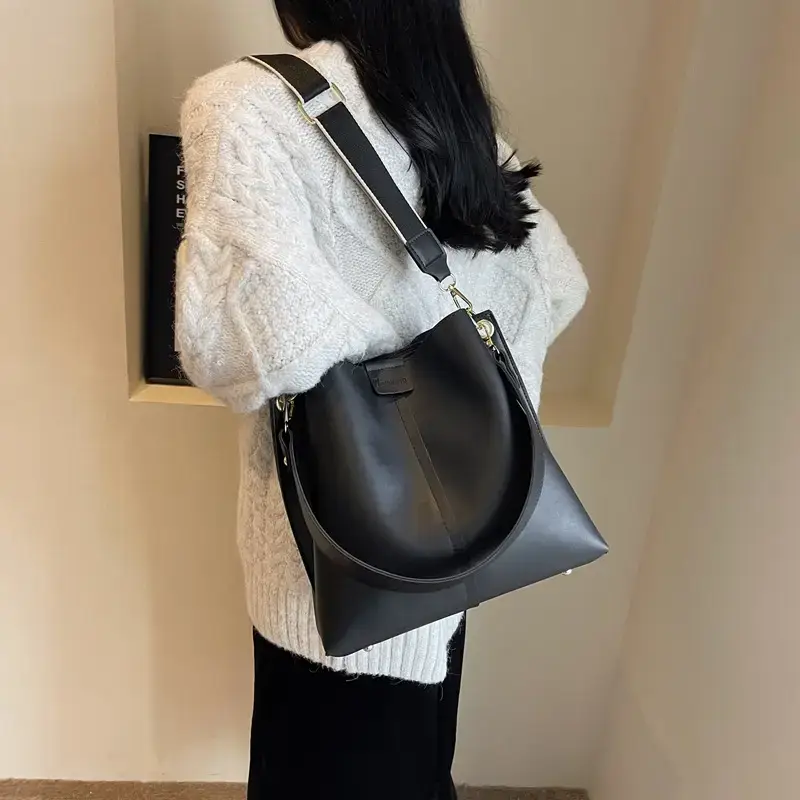 Women's Brown Leather Bucket Bag 2023 New Fashion - Image 8