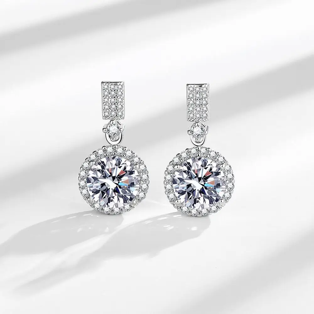 High-End Artificial Diamond Princess Round Earrings Set - Image 2