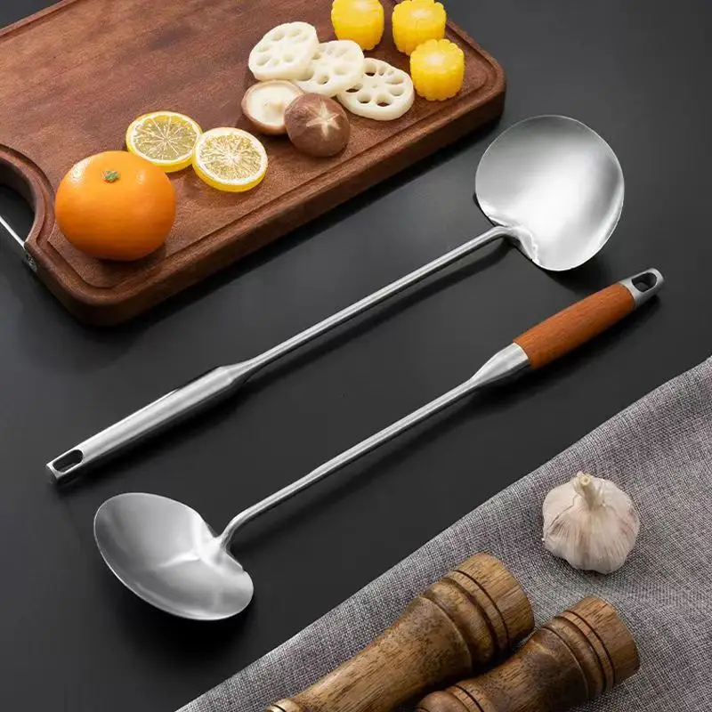 Stainless Steel Cooking Spoon Long Handle Thickeneded Frying Spoon - Image 10