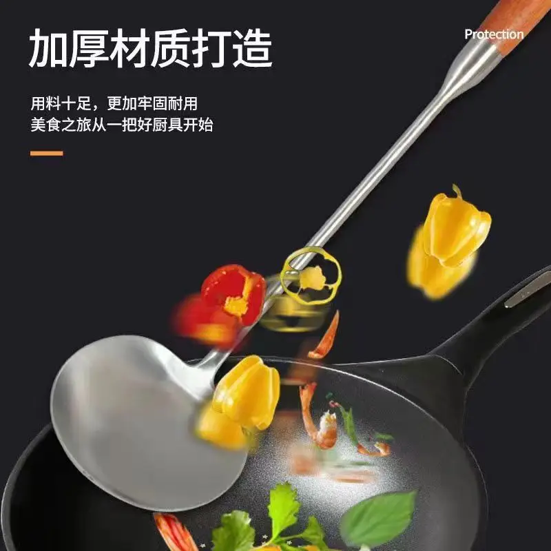 Stainless Steel Cooking Spoon Long Handle Thickeneded Frying Spoon — feature 9