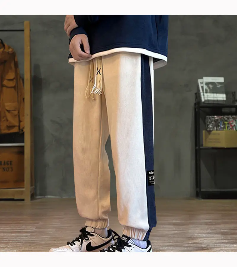 Fleece Lined Ankle-Tied Sweatpants Black White — feature 10