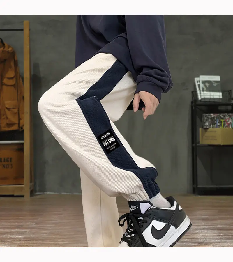 Fleece Lined Ankle-Tied Sweatpants Black White — feature 11