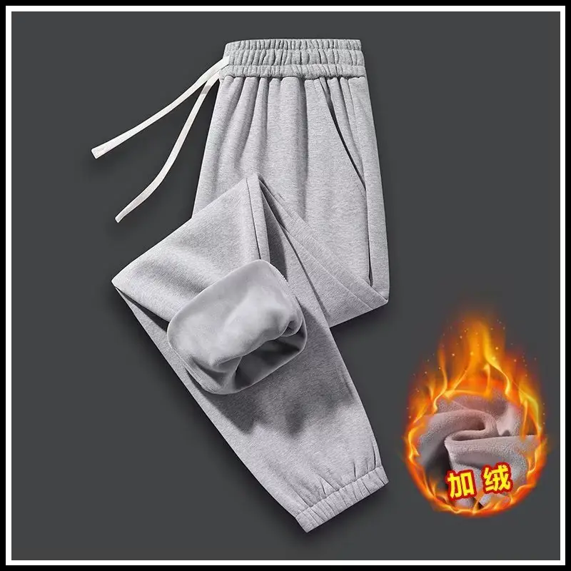 Men Fleece Lined Grey Ankle Tied Sweatpants - Image 5