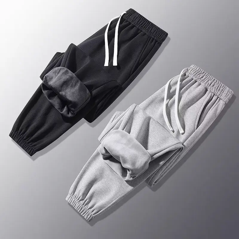 Men Fleece Lined Grey Ankle Tied Sweatpants - Image 6