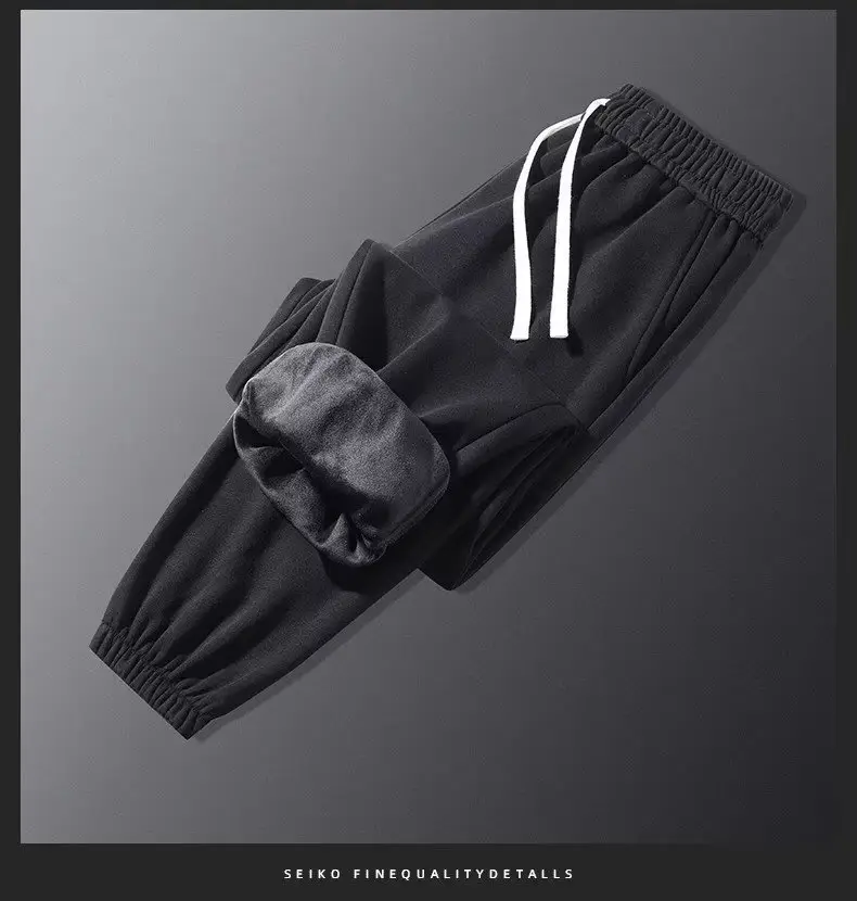 Men Fleece Lined Grey Ankle Tied Sweatpants — feature 17