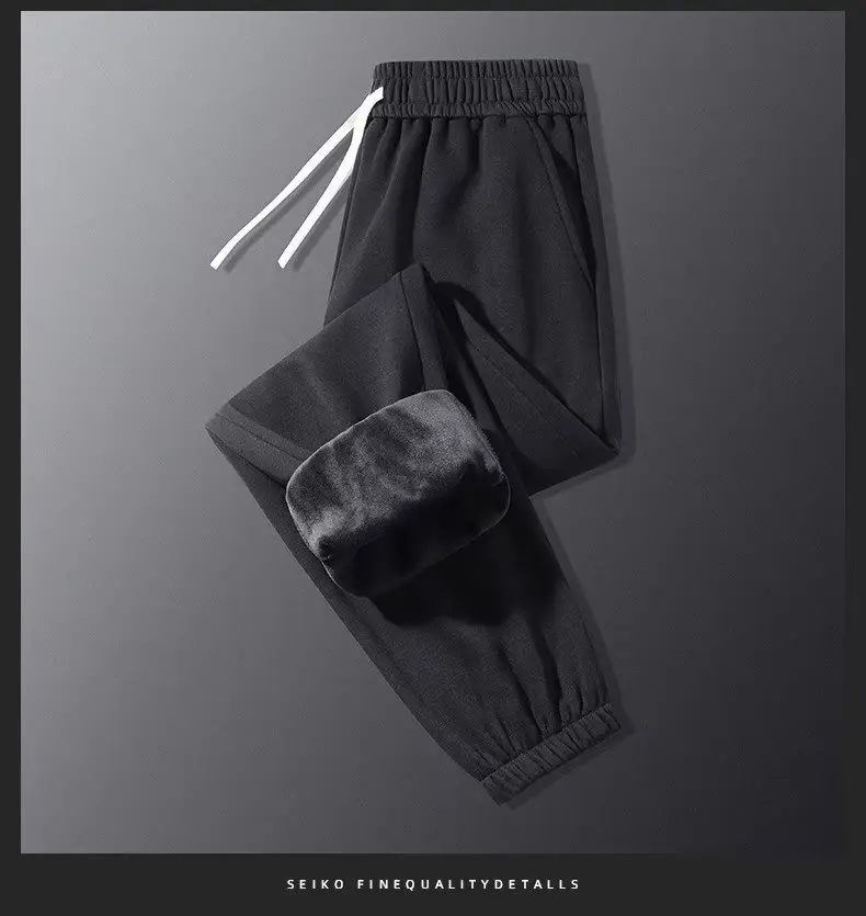 Men Fleece Lined Grey Ankle Tied Sweatpants — feature 18